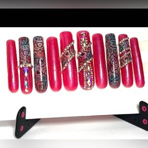 Snake skin bling nails XXL Square
